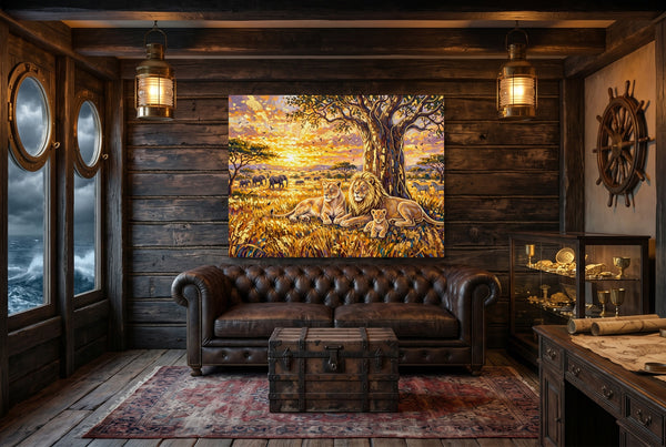 Lion Family Sunset in a room