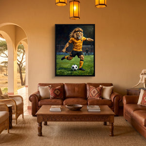 Lion Field Kick - Luxury Wall Art