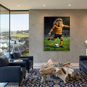 Lion Field Kick โ lion field kick sq coastal views 1port flush print
