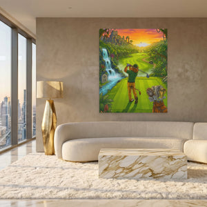 Lion on the Jungle 16th canvas wall art, room view