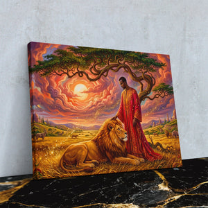 Lion Savanna Blessing โ Lion Savanna Blessing Against Wall4x5 Reflect 10