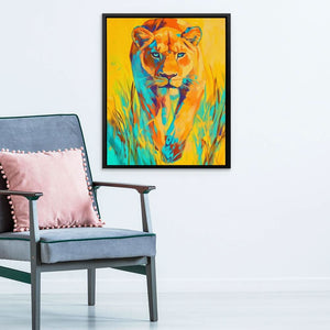 Lioness Jungle Flame - Large Modern Canvas Print