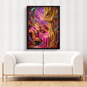 Lioness Reads Twilight - Luxury Wall Art