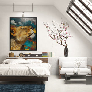 Lioness Storm Call - Luxury Wall Art