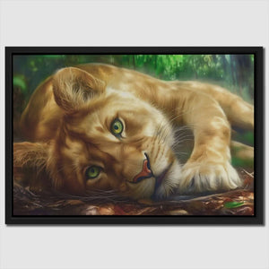 Lioness Temptation - Earth Tones Canvas Wall Art