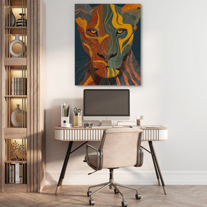 Lion's Amber Eclipse - Luxury Wall Art