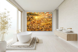 Lions Golden Sunrise โ lions golden sunrise bathroom interior with tub 1land flush print