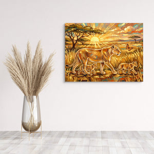 Lions Golden Sunrise โ lions golden sunrise sq wall plant 1land flush print