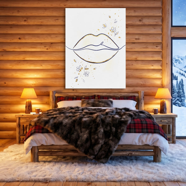 Lips Golden Line in a room
