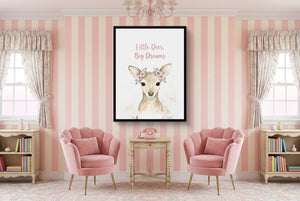 Little Deer, Big Dreams โ little deer, big dreams pink living room interior 1port framed black