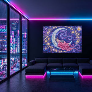 Little Sleeping Moon โ Little Sleeping Moon Blue Pink Neon Room Land 74