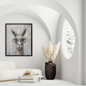 Llama With Glasses - Beige Wall Art