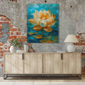 Lotus on the Lake - Wall Art in Black Frame