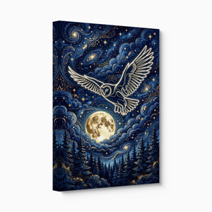 Luminous Owl Midnight โ luminous owl midnight angled flush print