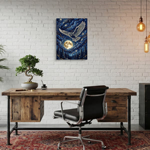 Luminous Owl Midnight โ luminous owl midnight sq bonsai office 1port flush print