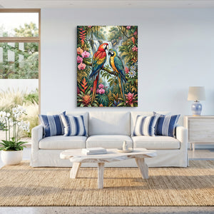 Macaws Jungle Waterfall โ macaws jungle waterfall sq beach house 1port flush print