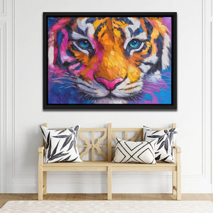 Magenta Tiger - Royal Blue Art for Home Office