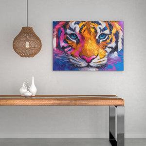 Magenta Tiger - Blue Wall Art for Home Office