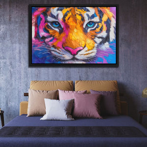 Magenta Tiger - Maximalist Wall Art in Black Frame