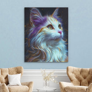 Magical Feline - Surrealism Purple Canvas Wall Art