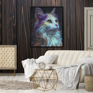 Magical Feline - Cat Wall Art in Black Frame