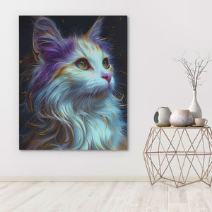 Magical Feline - Fantasy Wall Art in Black Frame
