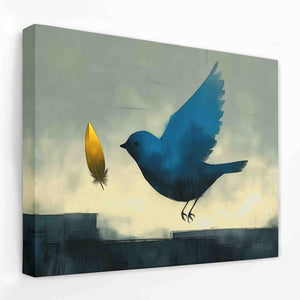 Magical Gold Feather - Animals Canvas Wall Art