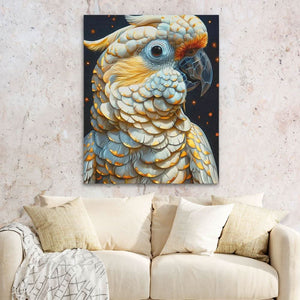 Magical Parrot - Bird Wall Art in Black Frame