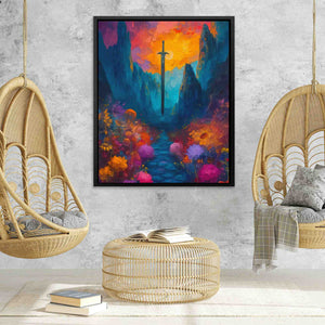 Magical Sword - Surrealism Wall Art in Black Frame