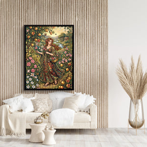Maiden Flowered Garden โ maiden flowered garden sq beige art room 1port framed black