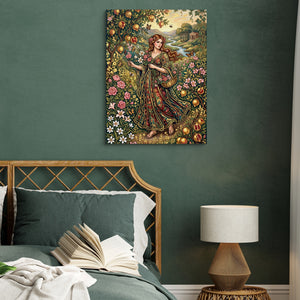 Maiden Flowered Garden โ maiden flowered garden sq green bed 1port flush print