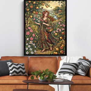Maiden Flowered Garden โ maiden flowered garden sq orange couch 1port framed black