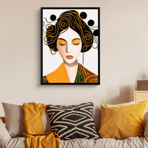 Maiko Golden Portrait — maiko golden portrait sq luxury couch walls 1port framed black