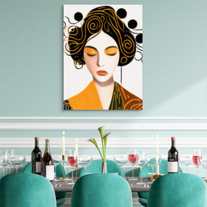 Maiko Golden Portrait — maiko golden portrait sq teal dining room 1port flush print