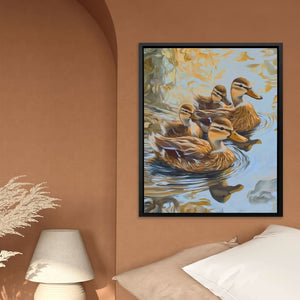 Mallard Family - Brown Baby Animal Canvas Print