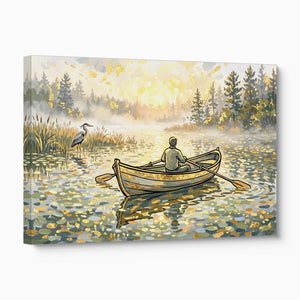 Man Rowing Sunrise โ man rowing sunrise angled flush print