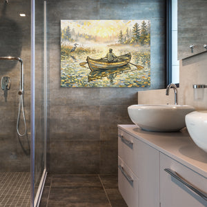Man Rowing Sunrise โ man rowing sunrise sq bathroom 1land flush print