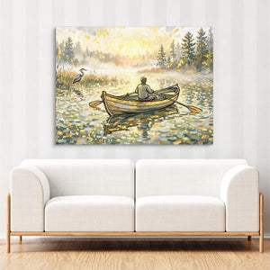 Man Rowing Sunrise โ man rowing sunrise sq cute couch cbrown couch 1land flush print