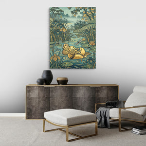 Mandarin Ducks Golden Pond โ mandarin ducks golden pond sq best living room land close 1port flush print