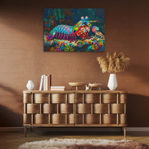 Mantis Shrimp Coral Kingdom canvas wall art, room view