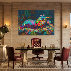 Mantis Shrimp Coral Kingdom canvas wall art, room view