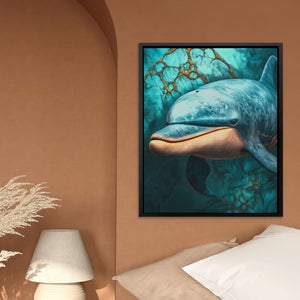 Marble Dolphin Dream - Blue Wall Art for Living Room