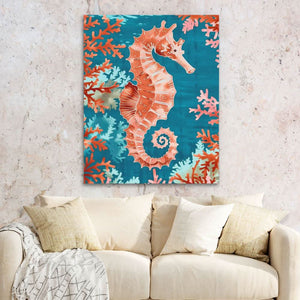 Marine Seahorse - Orange Wall Art for Bedroom