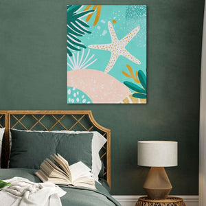 Marine Starfish - Teal Wall Art for Bedroom