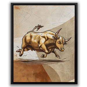 Market Opposite - Earth Tones Bull Canvas Print