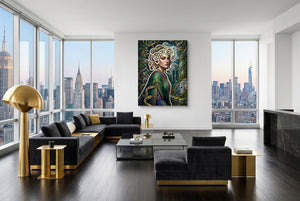 Medusa Serpent Glow โ medusa serpent glow modern living room interior 4 1port flush print