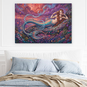 Mermaid Cosmic Garden — Mermaid Cosmic Garden Light Blue Bed 228