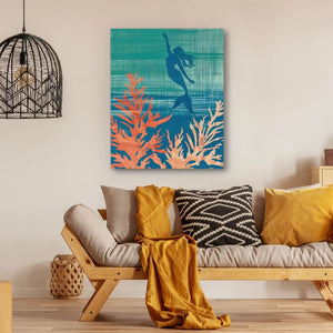 Mermaid Dreams - Coral Wall Art in Black Frame