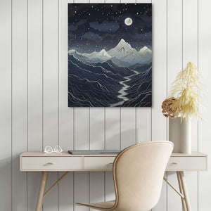 Midnight Mountains - Climbing Wall Art in Black Frame