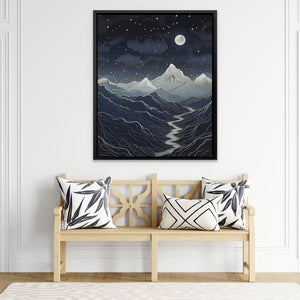 Midnight Mountains - Black and White Art